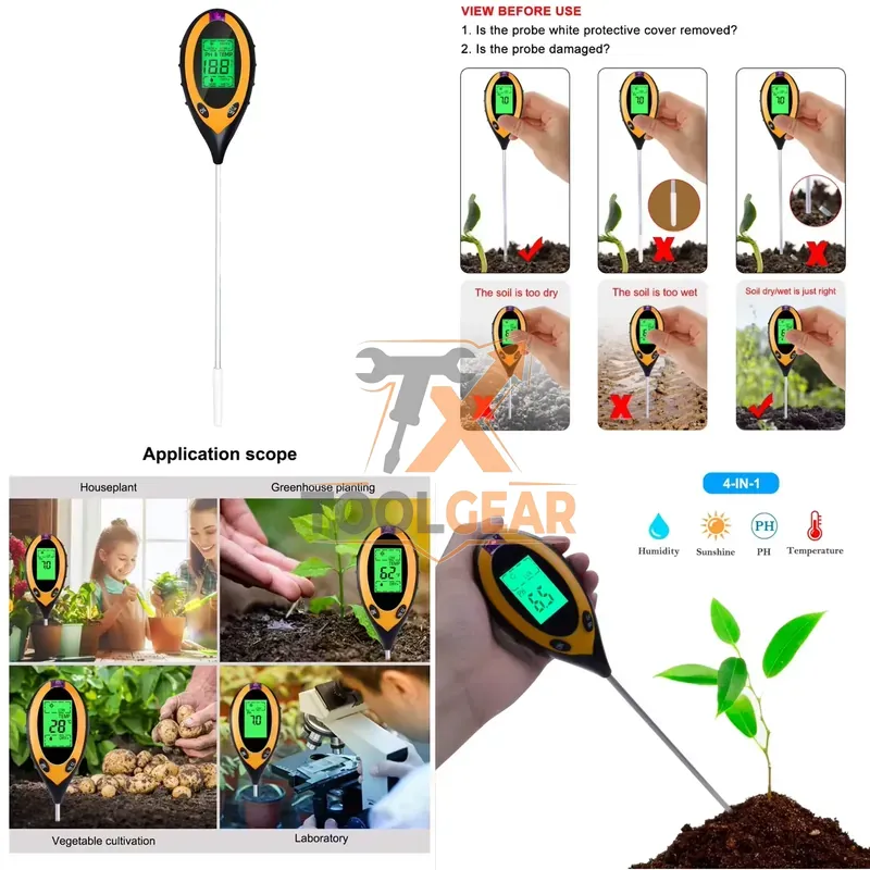 Soil Ph Meter - 2026 Hotsale* 4-in-1 Bodem-pH-meter Bodemtester Vochtmeting